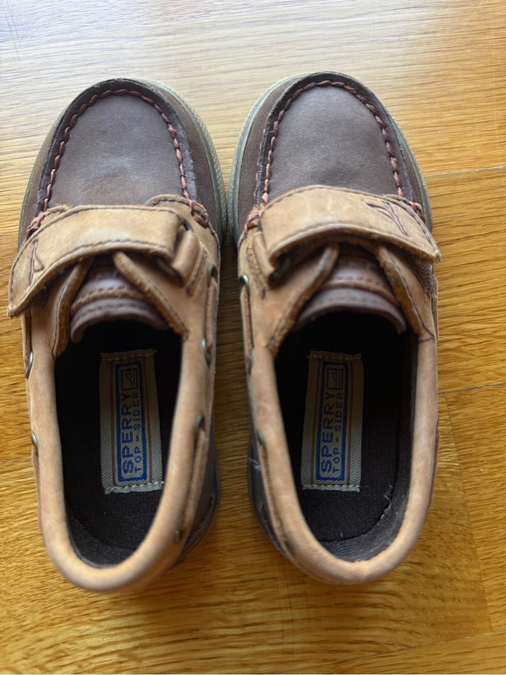 Sperry Kids Brown and Tan Leather Moccasin Boat Shoes